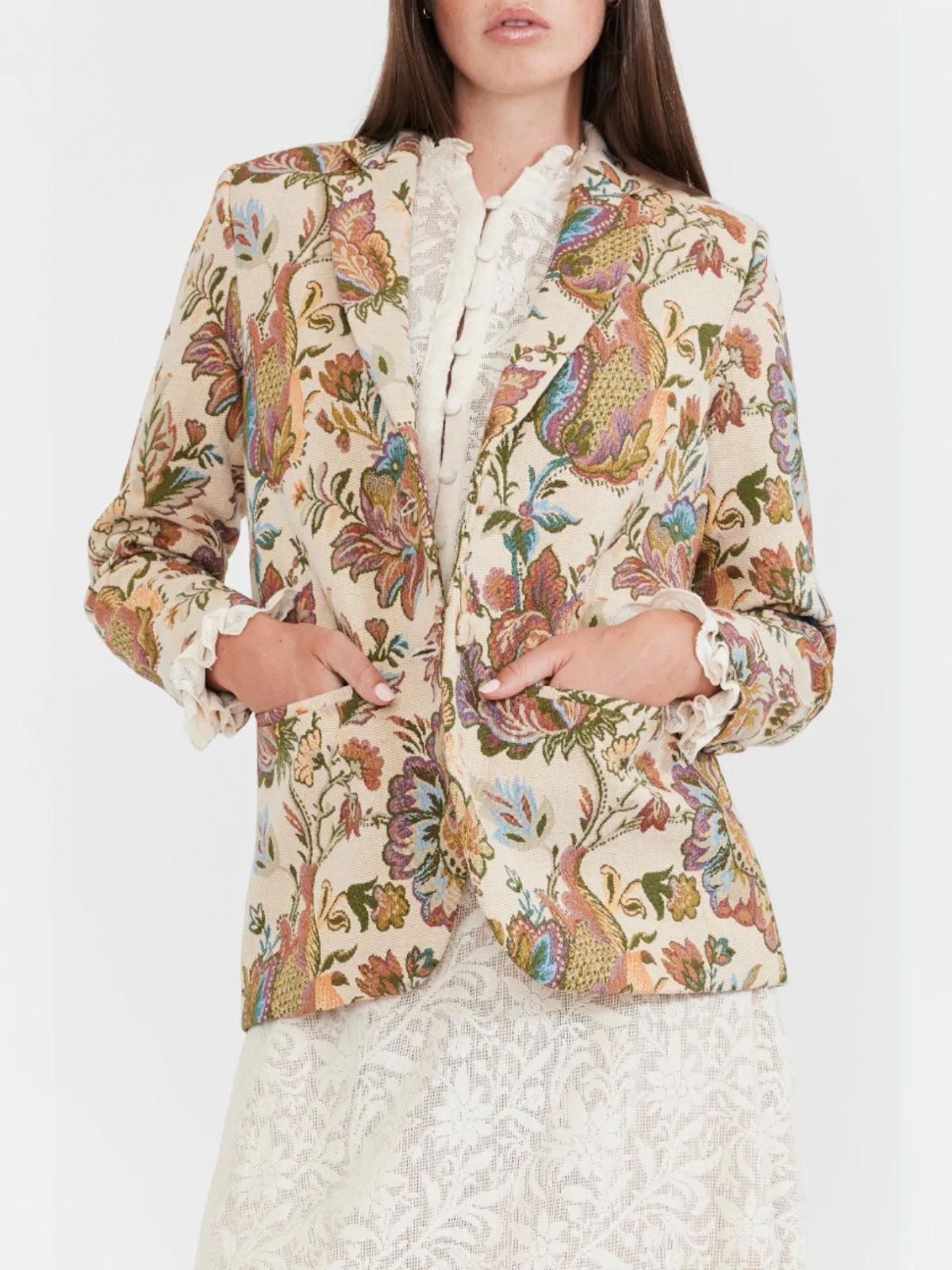 Amber Blazer | Rainbow Floral Jacquard