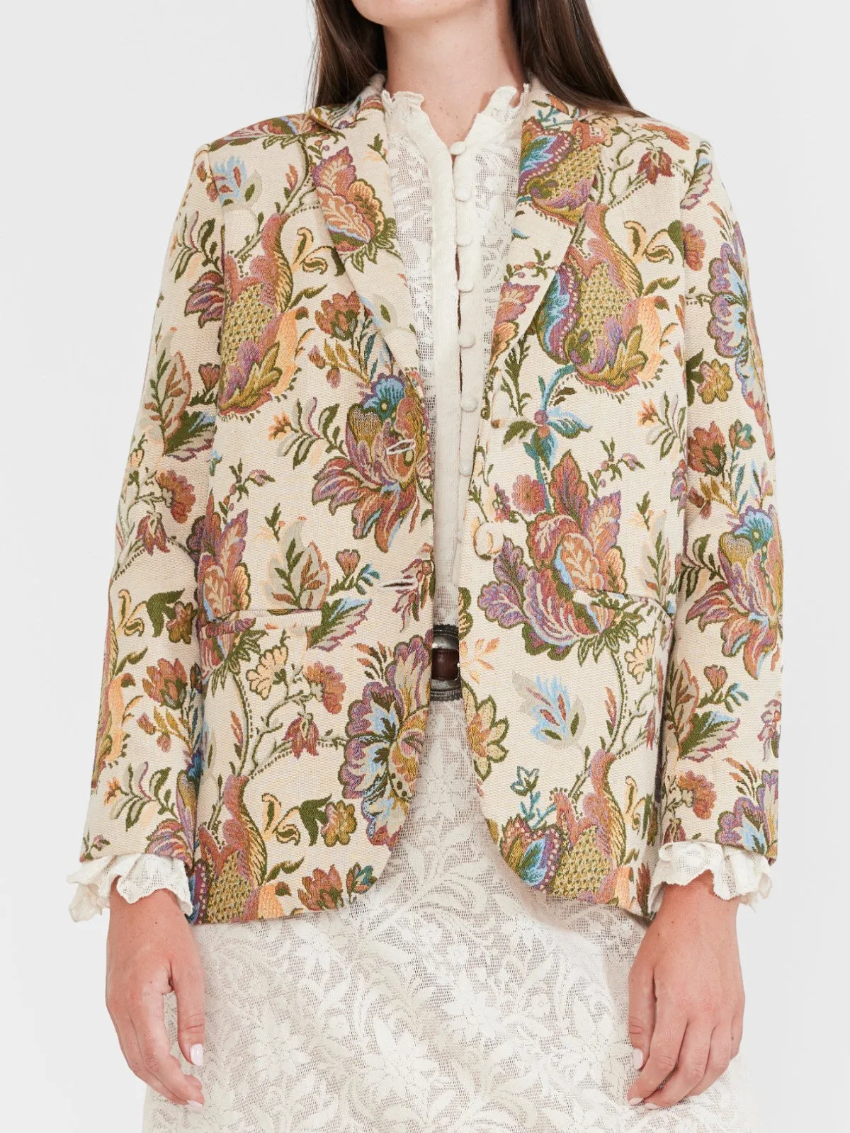 Amber Blazer | Rainbow Floral Jacquard
