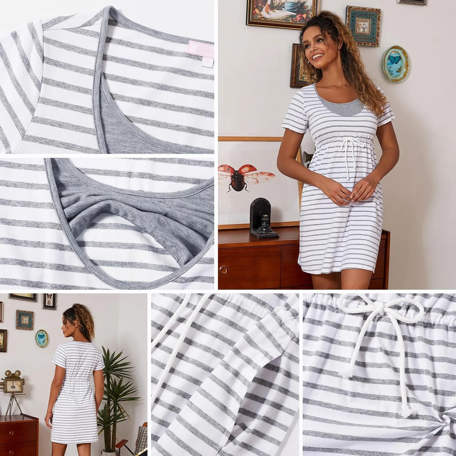 Bhome Nursing Tank Dress Maternity Sleeveless Breastfeeding Dress Casual Knee Length