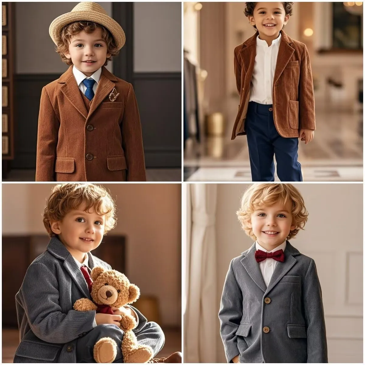 Boy Corduroy Suit Blazer Cute Slim Fit Notched Lapel Stylish Two Button Formal Suit Jacket for Boys Wedding