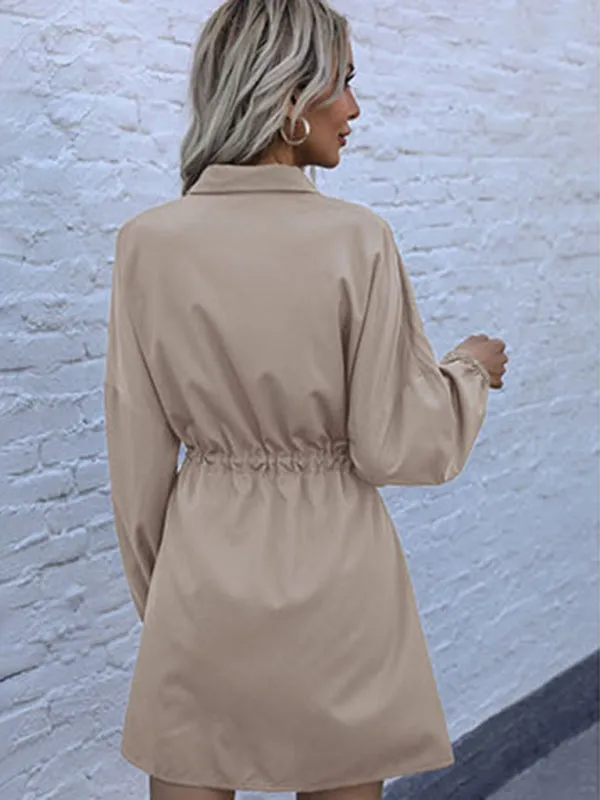 Casual Button-Down Long Sleeve Shirt Dress