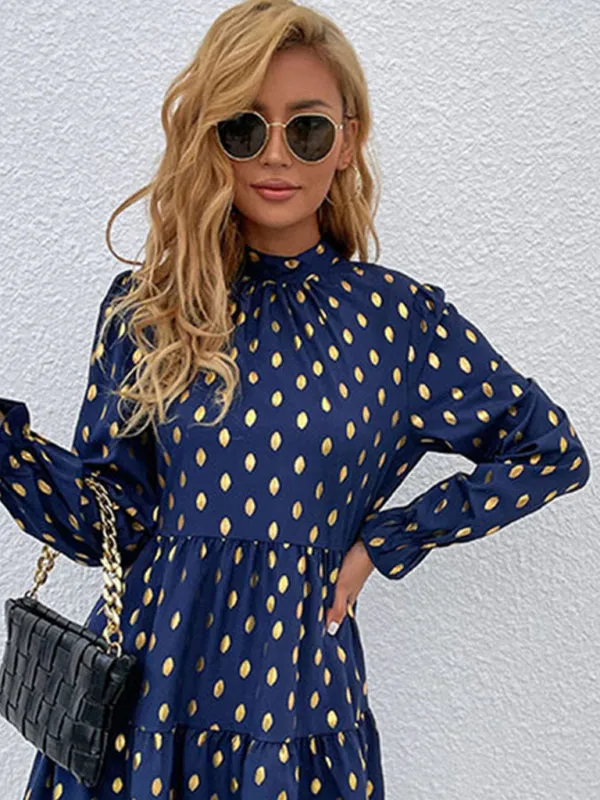 Casual Long-Sleeve Polyester Dress