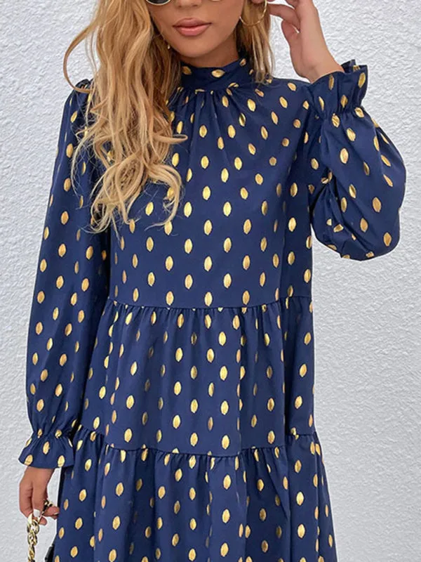 Casual Long-Sleeve Polyester Dress