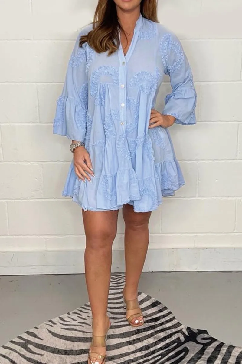 Casual round embossed dress