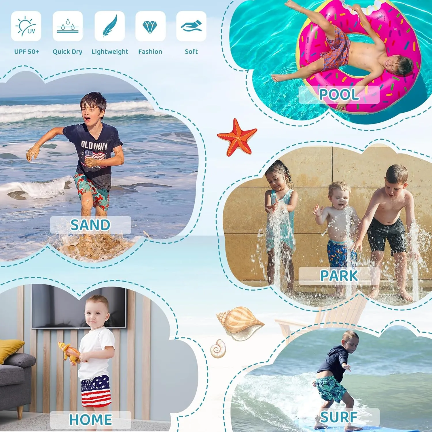 Century Star Toddler Swim Trunks - Quick Dry Swimsuit for Little Boys, Kids Bathing Suit Shorts Swimwear