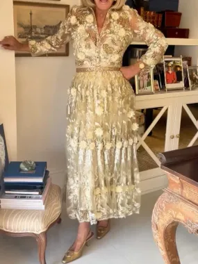 Champagne Gold Gorgeous Lace Dress