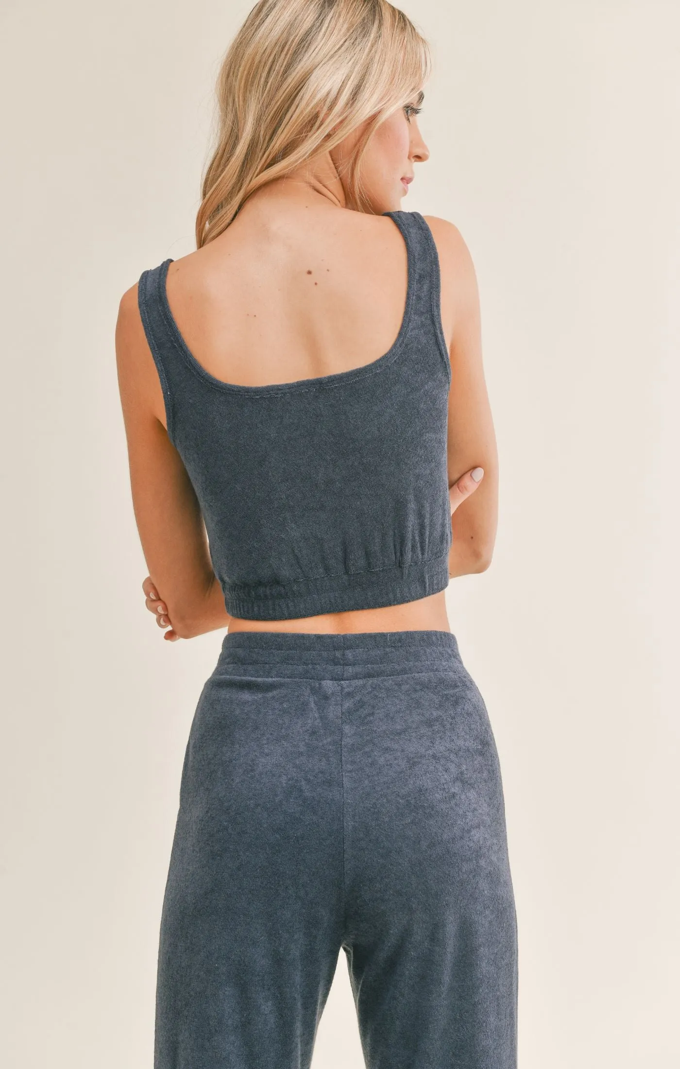 Comfy Vibe Terry Tank, Navy
