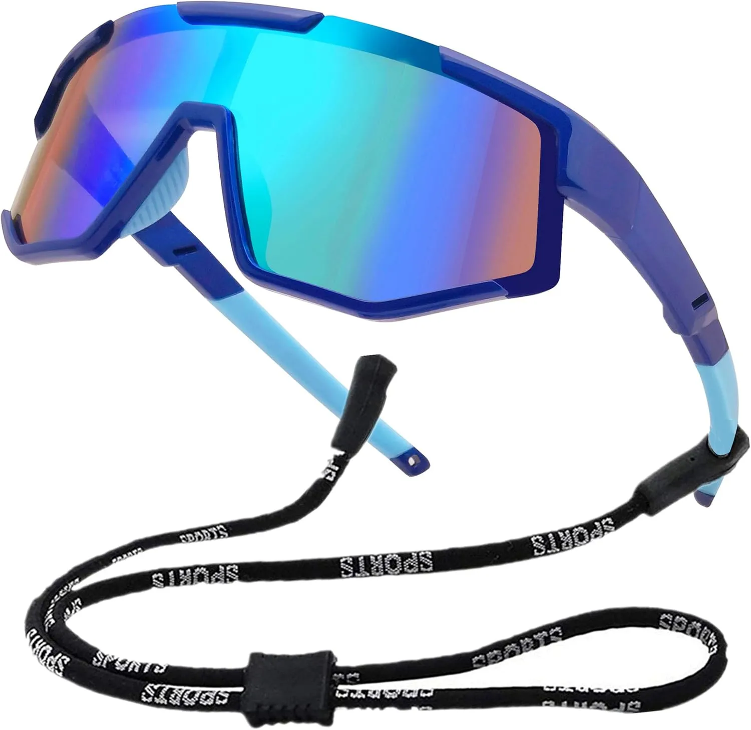 COOLSOME Kids Flexible Polarized Sunglasses with Strap Youth Sport Cycling Baseball for Boys Girls Age 6-12