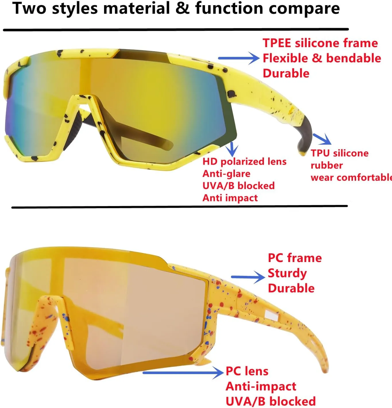 COOLSOME Kids Flexible Polarized Sunglasses with Strap Youth Sport Cycling Baseball for Boys Girls Age 6-12