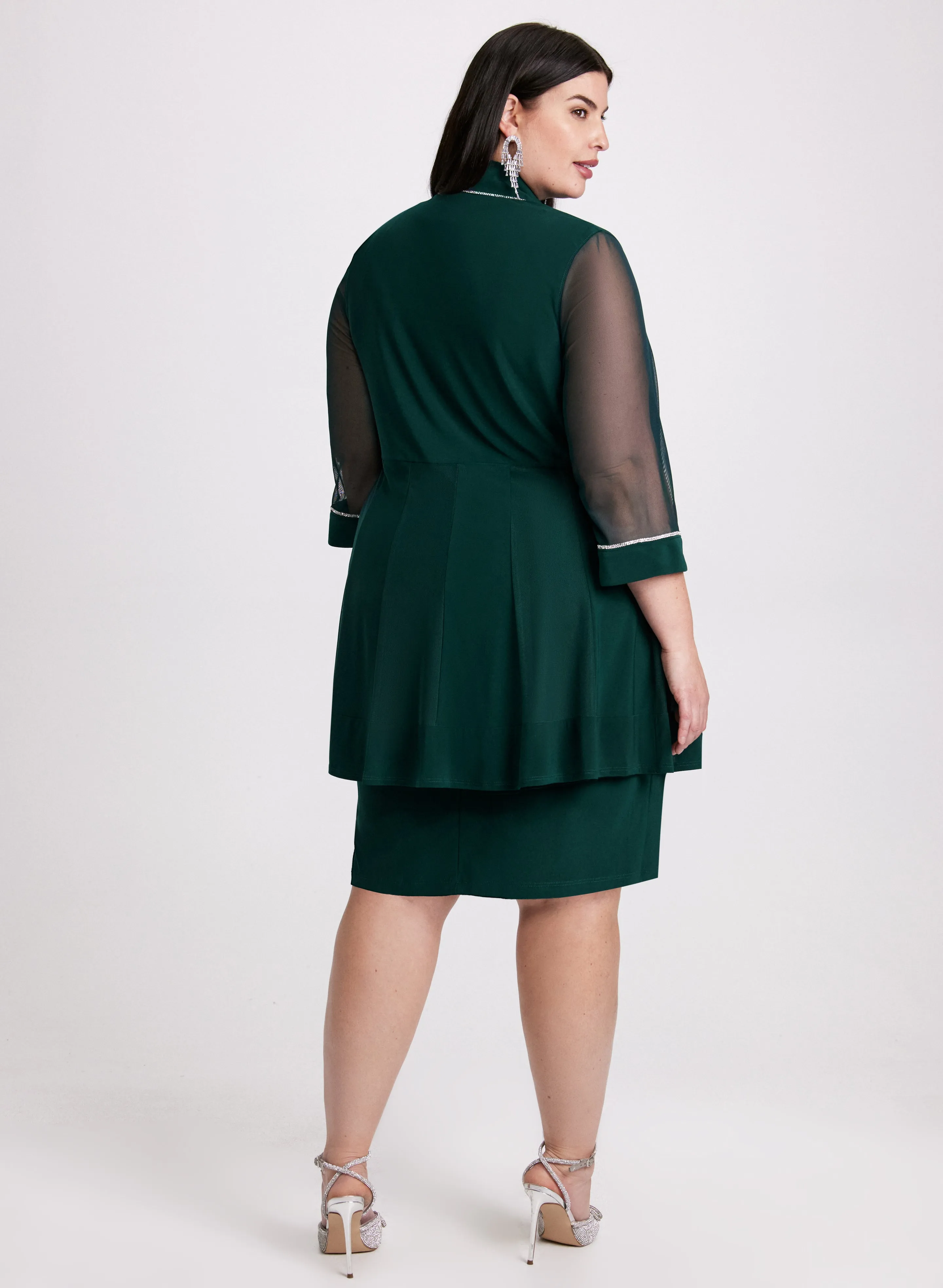 Dress & Mesh Sleeve Jacket Set