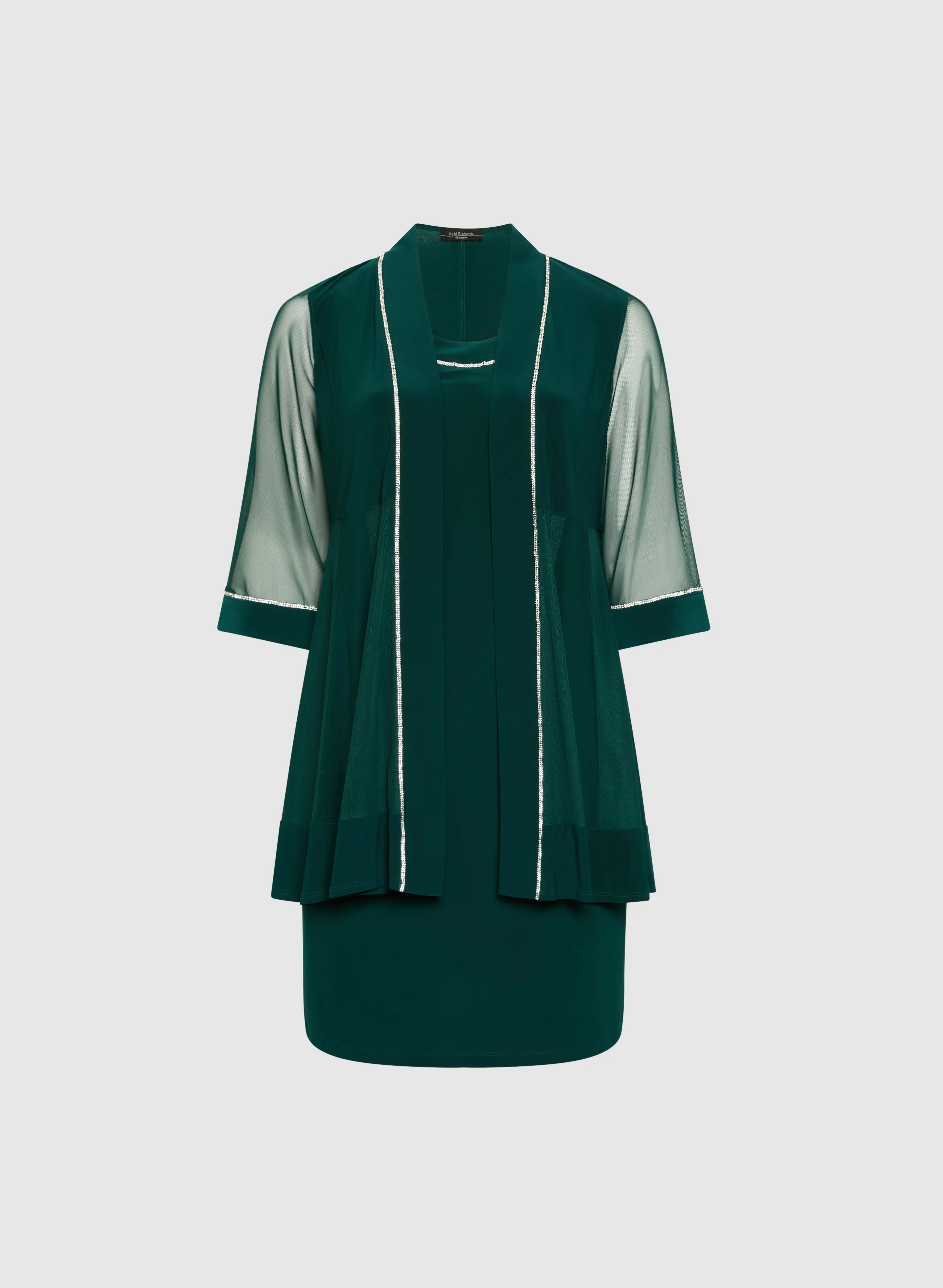 Dress & Mesh Sleeve Jacket Set