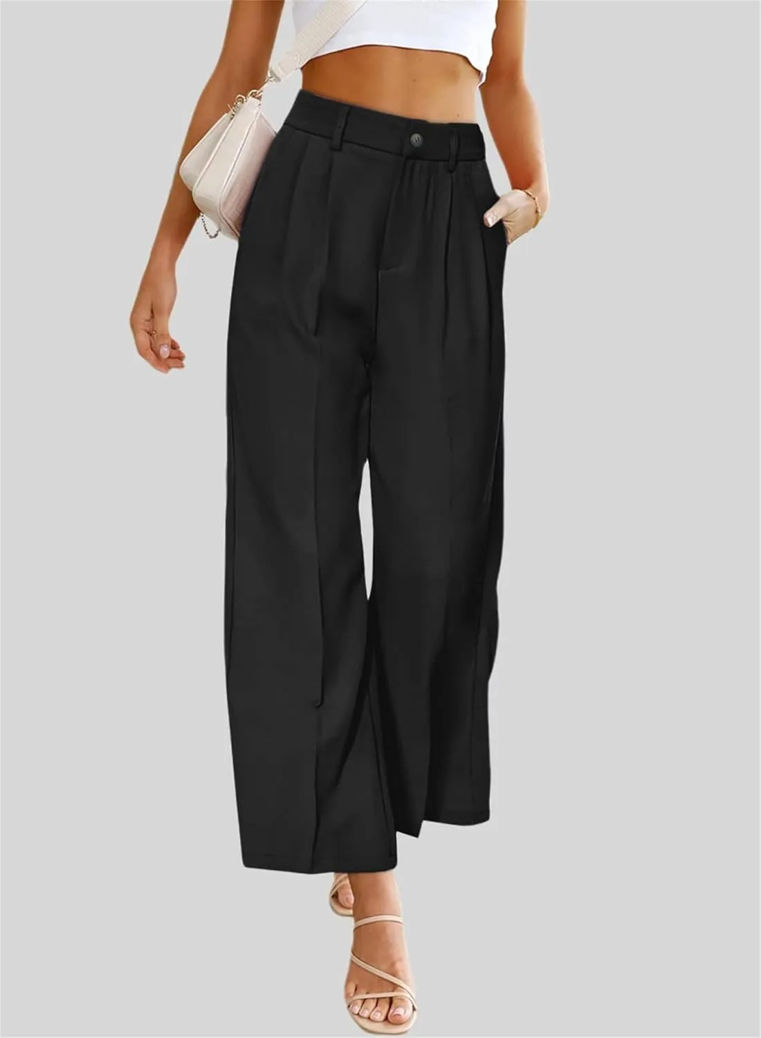 Dress Pants Women Dressy High Waisted Wide Leg Cargo Pants Long Straight Leg Suit Pant Business Work Office Trousers