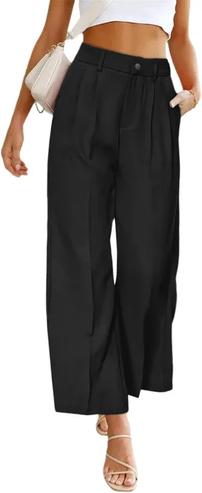 Dress Pants Women Dressy High Waisted Wide Leg Cargo Pants Long Straight Leg Suit Pant Business Work Office Trousers