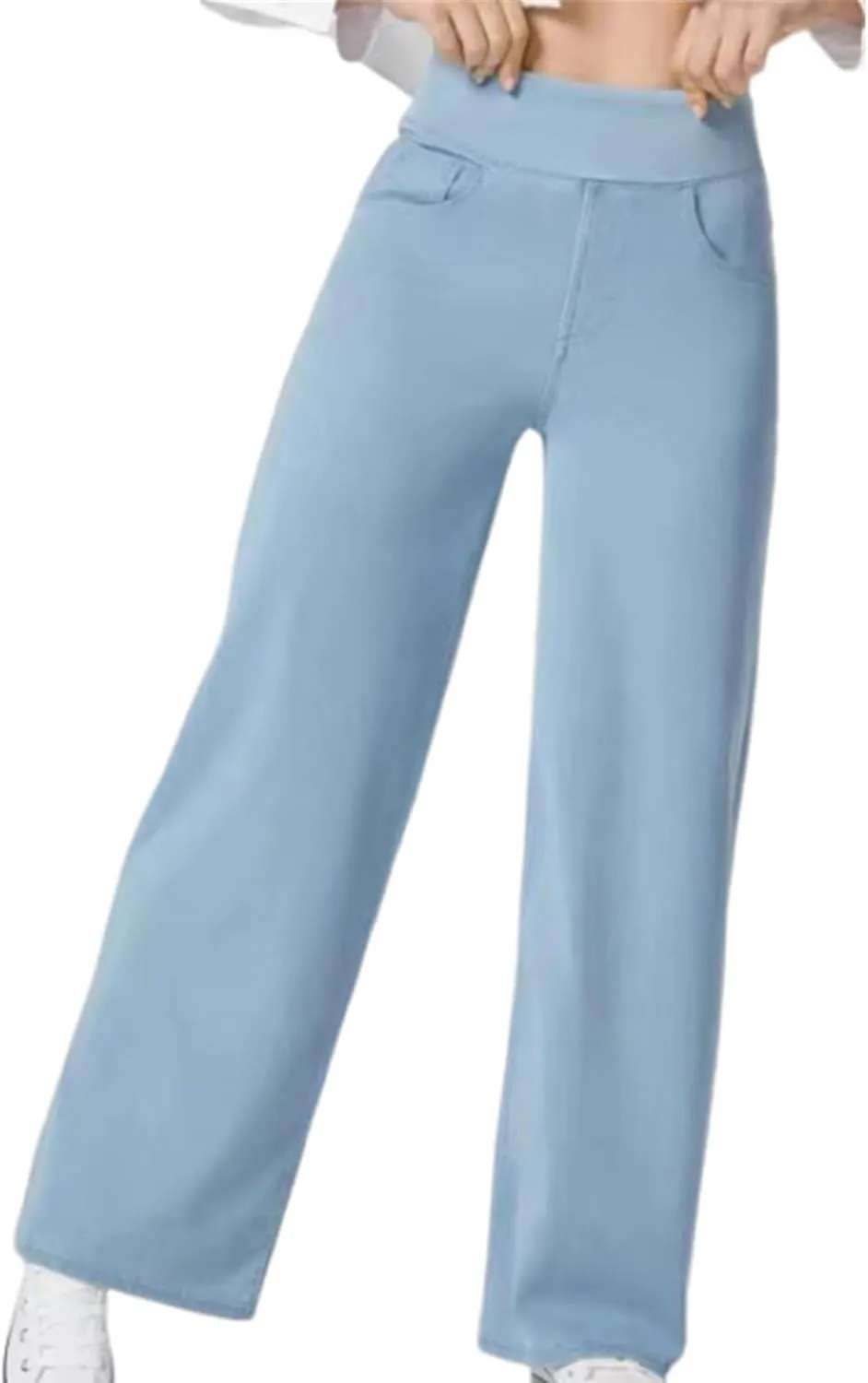 Easetrousers - High Waisted Multi-pocket Straight Leg Stretchy Pants Women's Casual Wide Leg Long Trousers