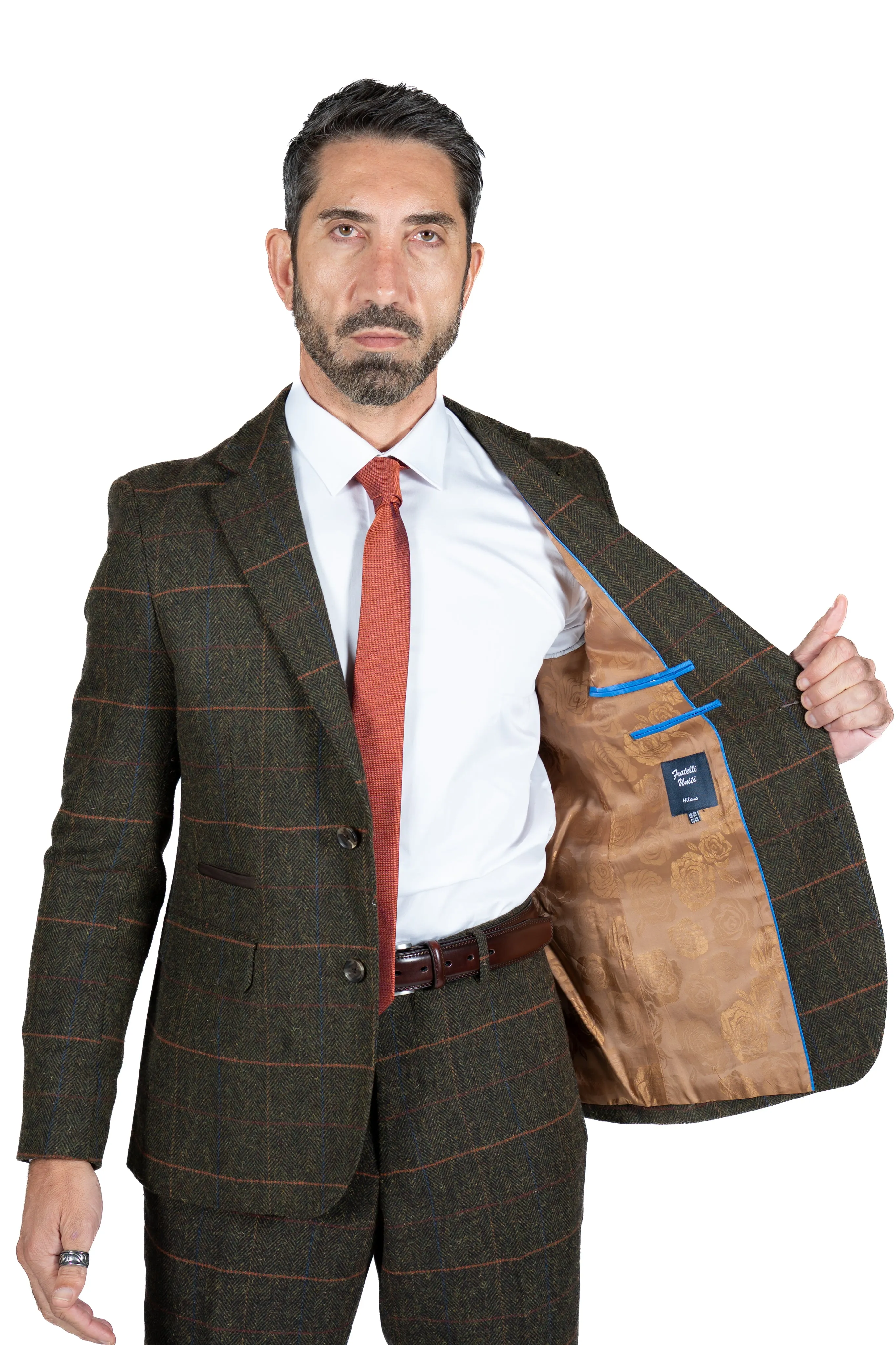 Fratelli Olive Tweed Check Blazer
