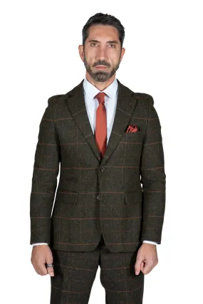 Fratelli Olive Tweed Check Blazer