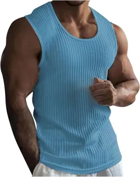 Gym Tank Tops for Men Muscle Sleeveless Workout Top Shirt Flowy Hem Solid Color Loose Comfy Athletic Training Tops