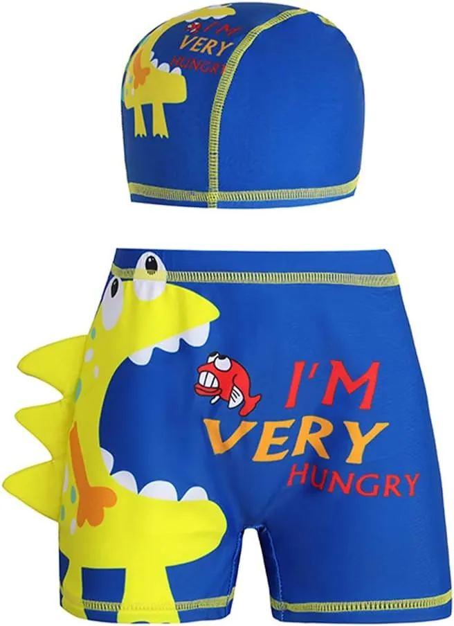 Happy Cherry Baby Boys Swimming Trunks Cartoon Swimwear Short with Hat