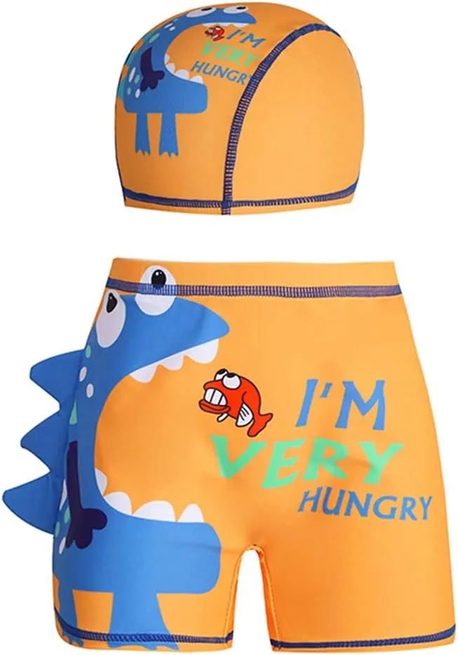 Happy Cherry Baby Boys Swimming Trunks Cartoon Swimwear Short with Hat