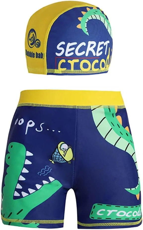 Happy Cherry Baby Boys Swimming Trunks Cartoon Swimwear Short with Hat