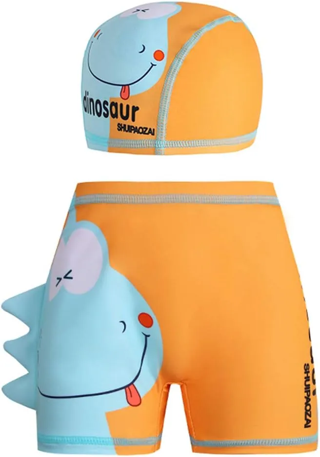 Happy Cherry Baby Boys Swimming Trunks Cartoon Swimwear Short with Hat