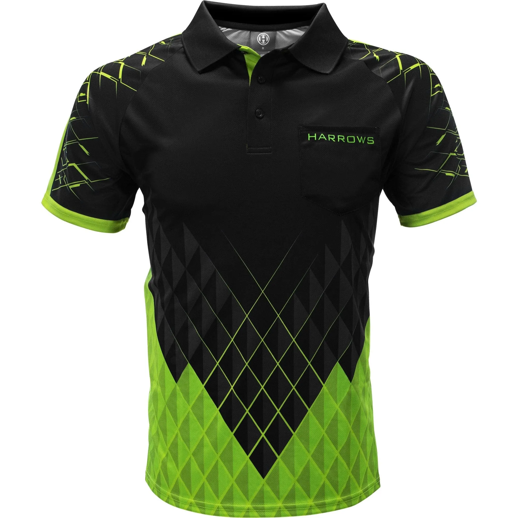 Harrows Paragon Dart Shirt - with Pocket - Black & Green