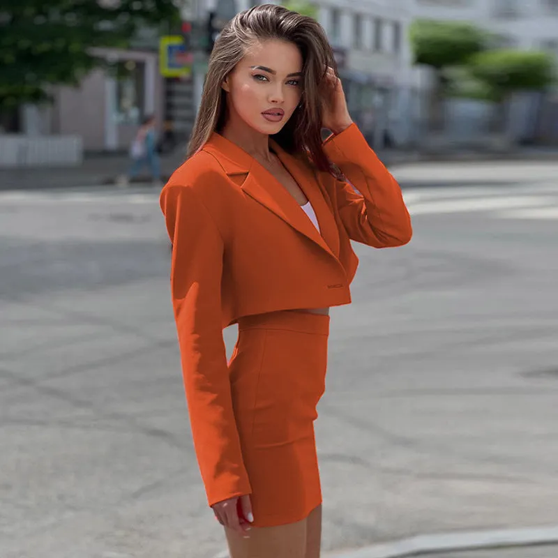Ivyshape | Cropped Blazer And Skirt Set