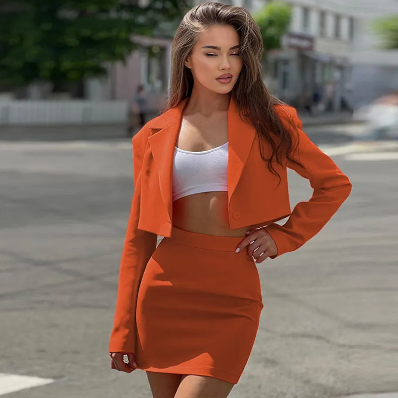 Ivyshape | Cropped Blazer And Skirt Set