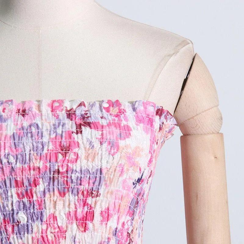 Jessica Bara Penelope Printed Strapless Ruffle Mini Dress
