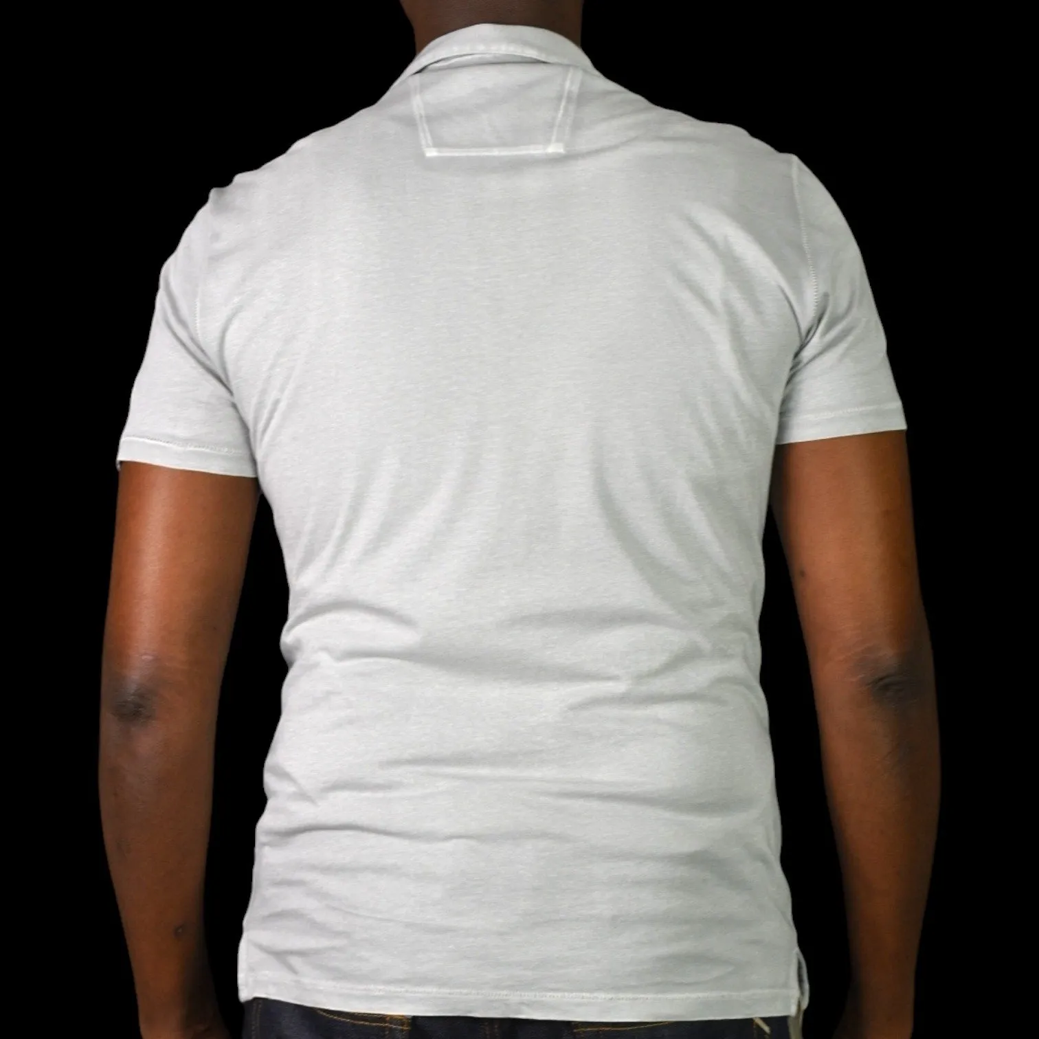 John Varvatos Victor Peace Polo Shirt Gray Slim Fit Short Sleeves Cotton Size Medium