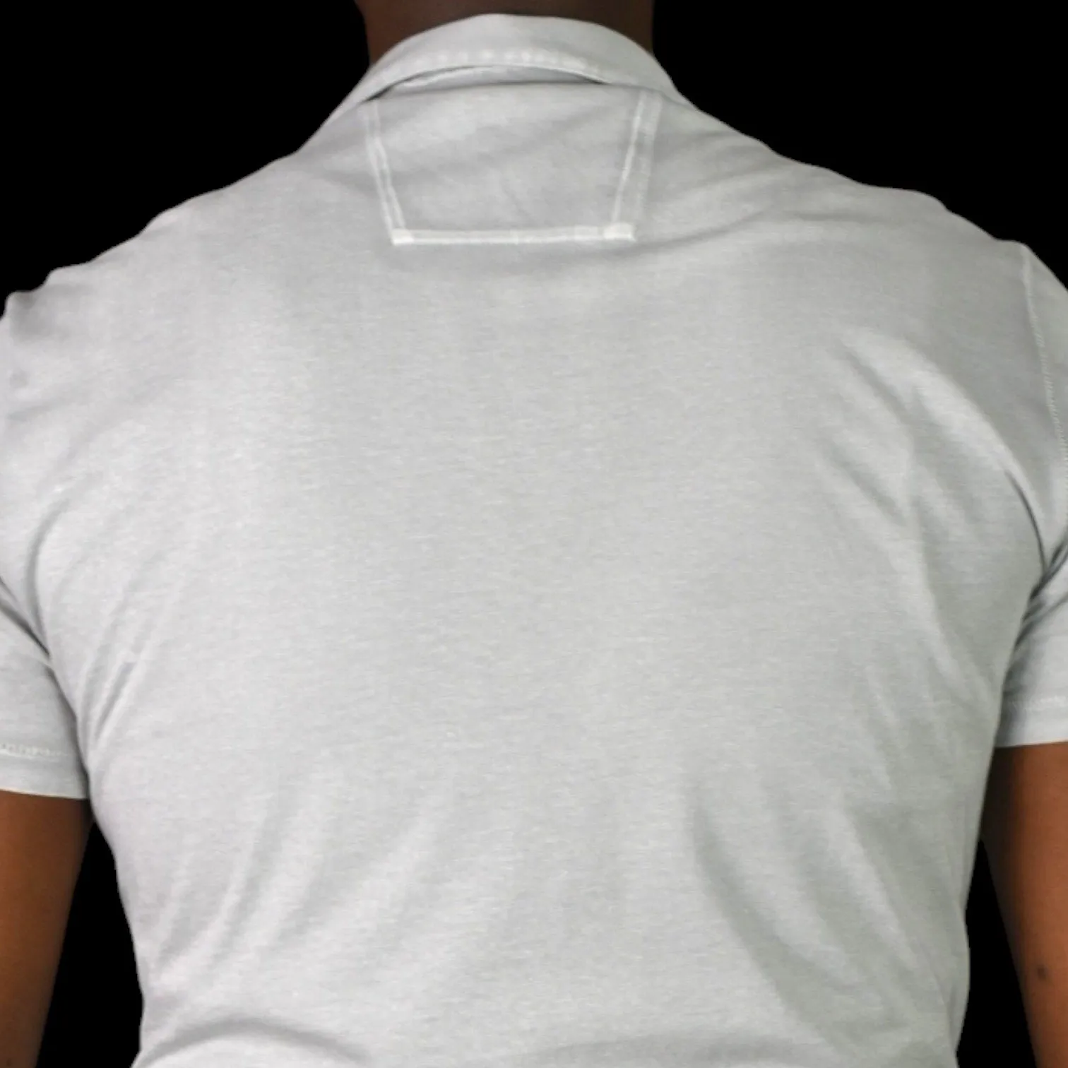 John Varvatos Victor Peace Polo Shirt Gray Slim Fit Short Sleeves Cotton Size Medium