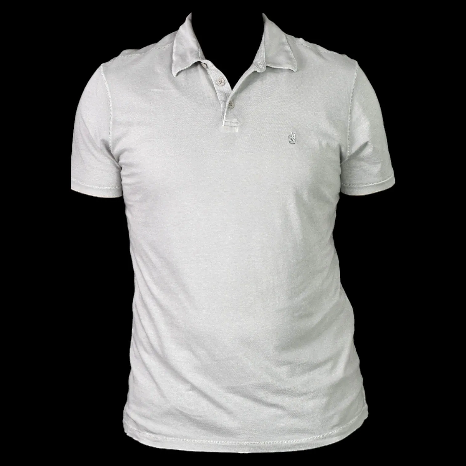John Varvatos Victor Peace Polo Shirt Gray Slim Fit Short Sleeves Cotton Size Medium
