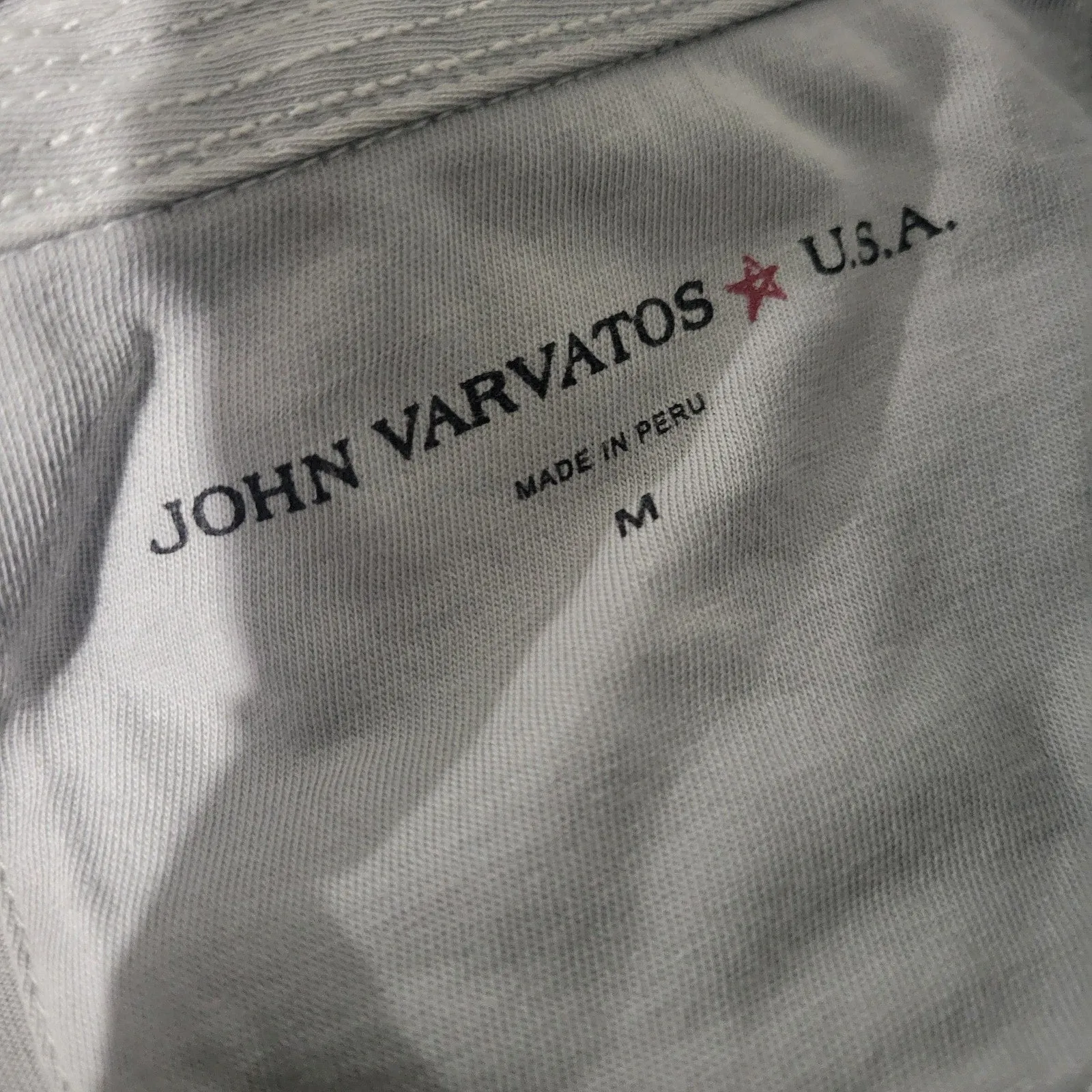 John Varvatos Victor Peace Polo Shirt Gray Slim Fit Short Sleeves Cotton Size Medium