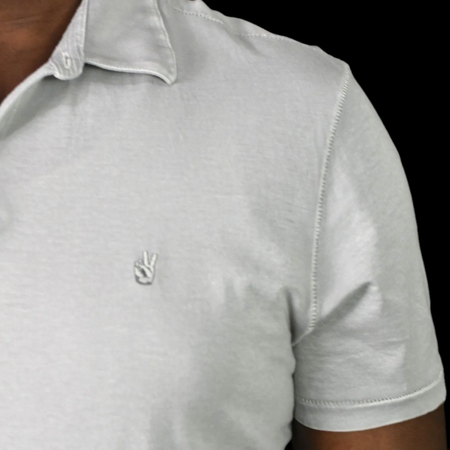 John Varvatos Victor Peace Polo Shirt Gray Slim Fit Short Sleeves Cotton Size Medium