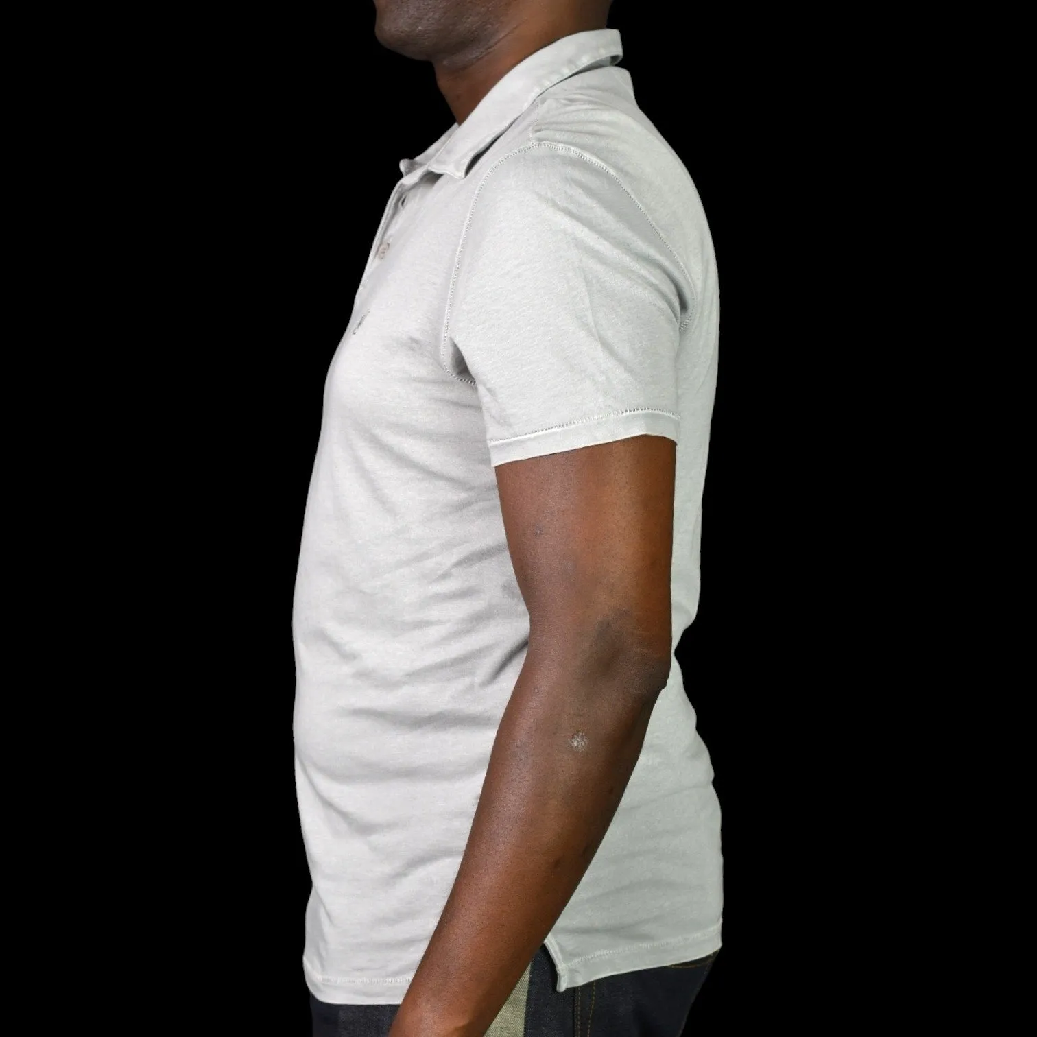 John Varvatos Victor Peace Polo Shirt Gray Slim Fit Short Sleeves Cotton Size Medium