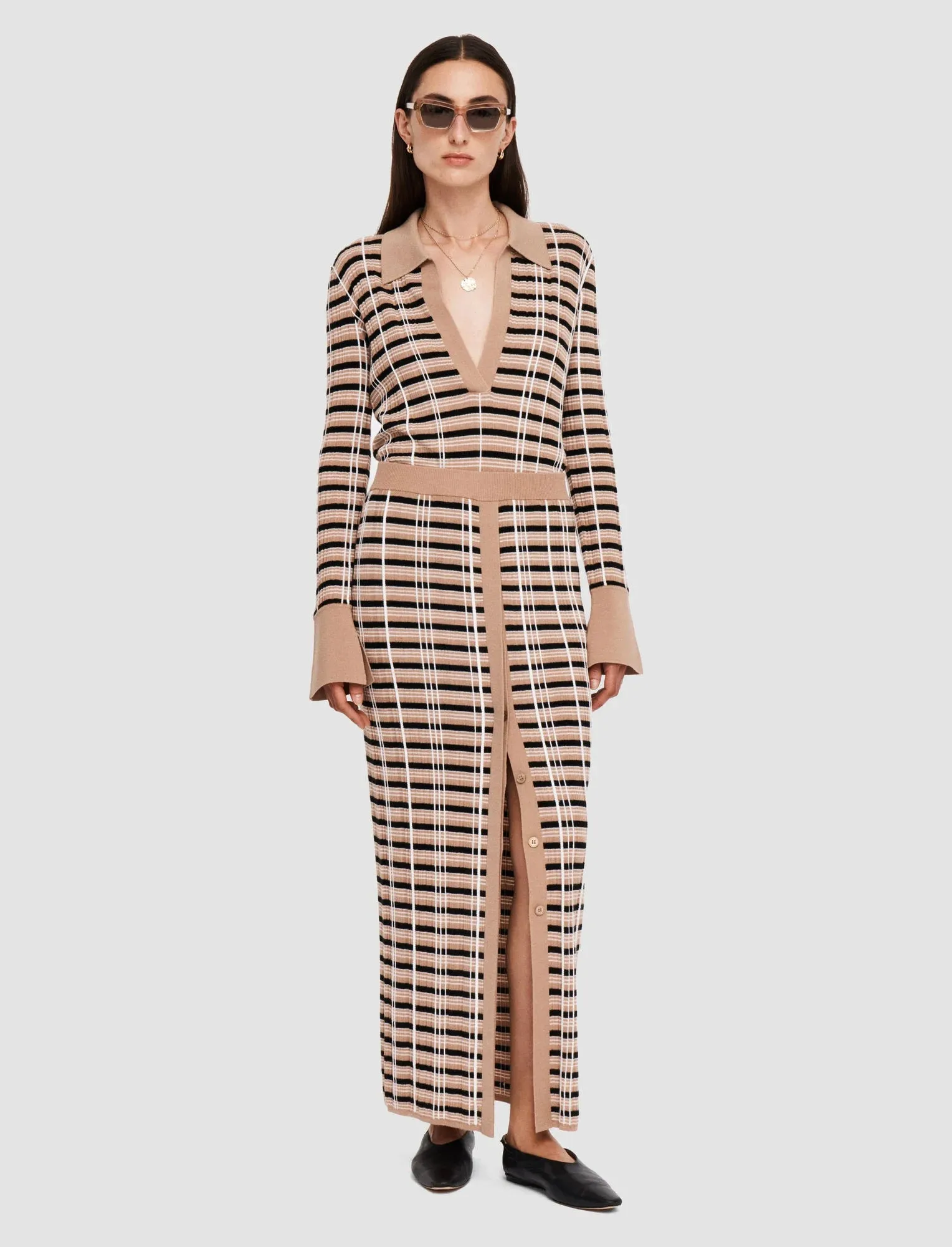 JOSEPH CHECK WOOL & SILK SKIRT