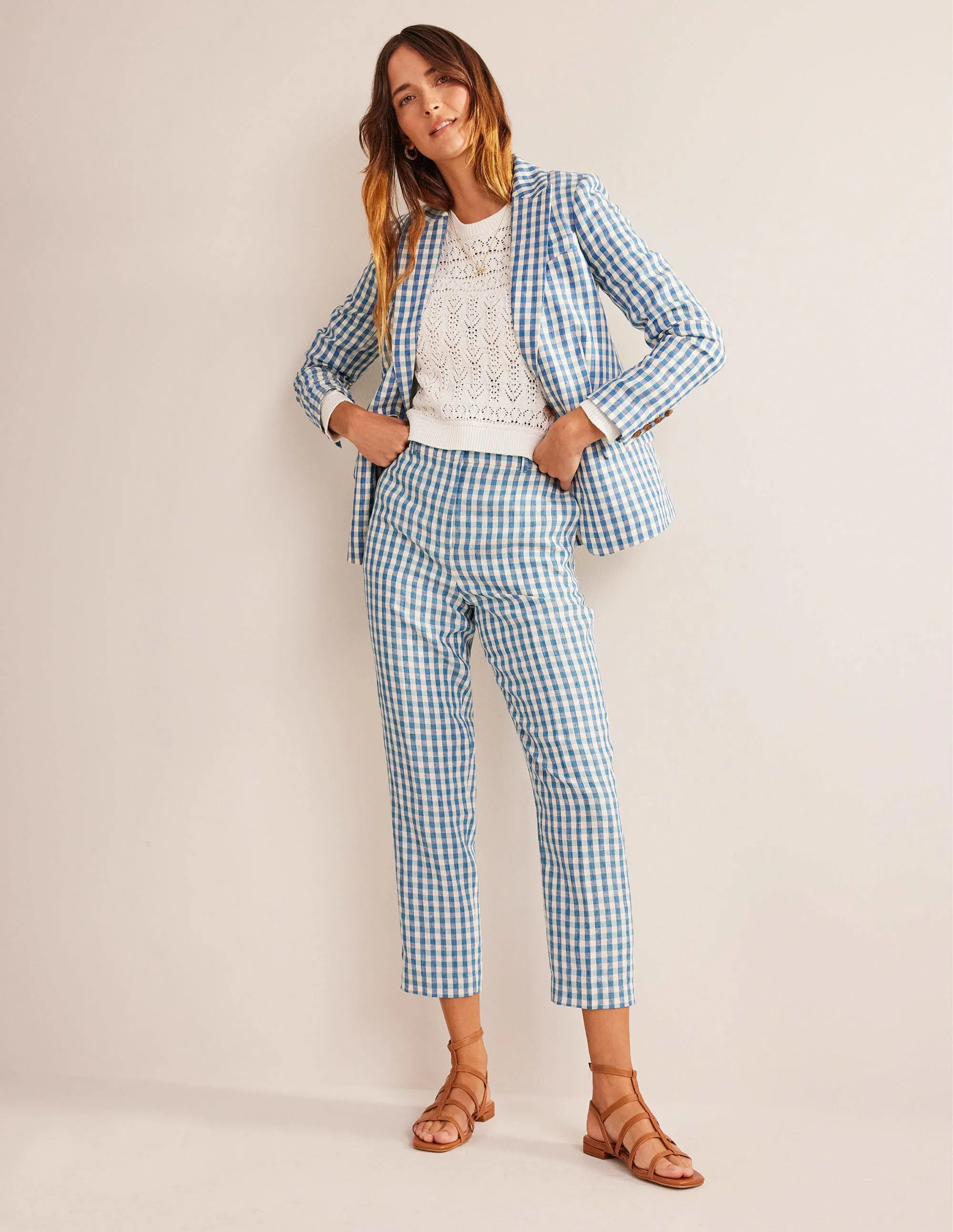 Kew Linen Trousers-Check