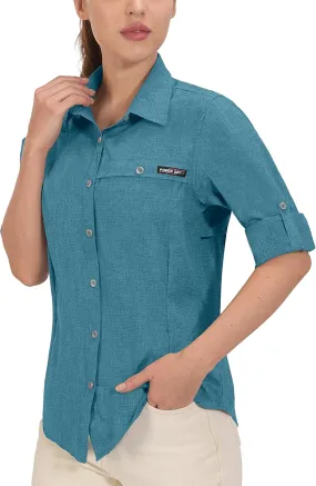 Little Donkey Andy Women's UV Protection Shirt UPF 50  Breathable Long Sleeve Fishing Shirt, Air-Holes Tech