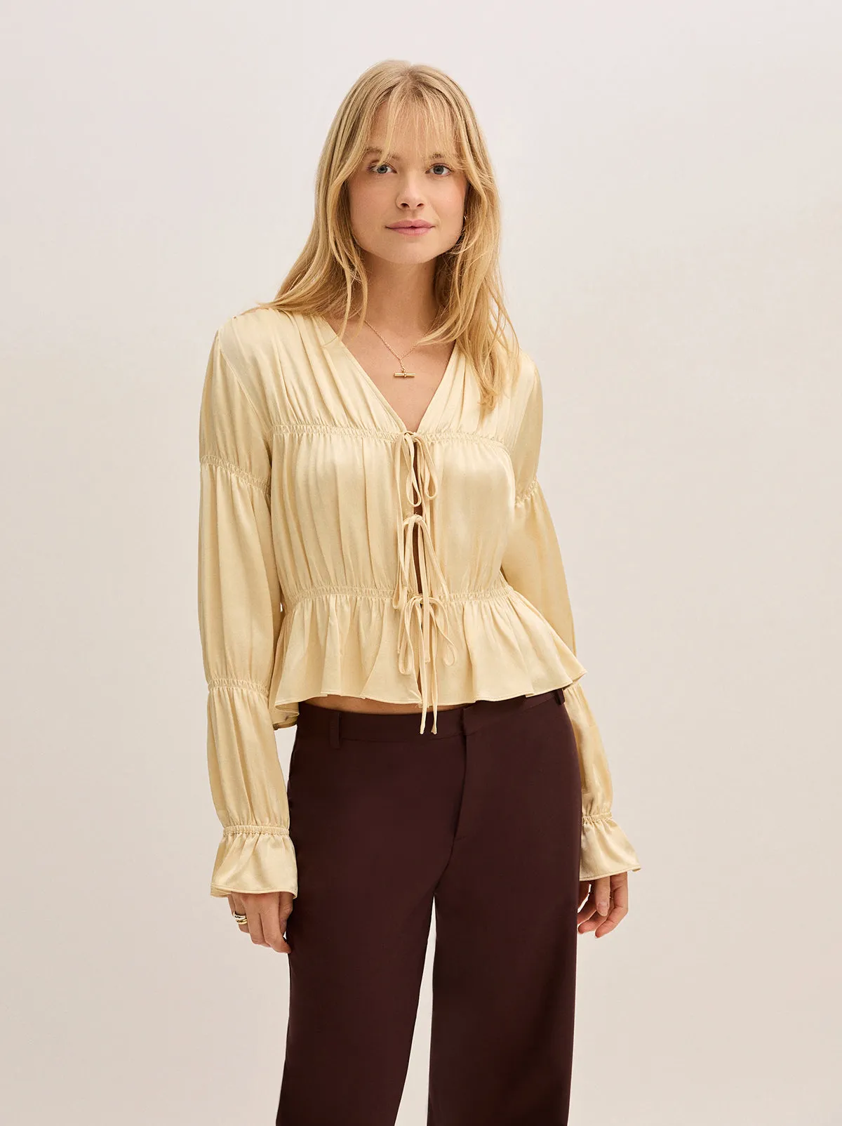 Maia Butter Yellow Satin Top