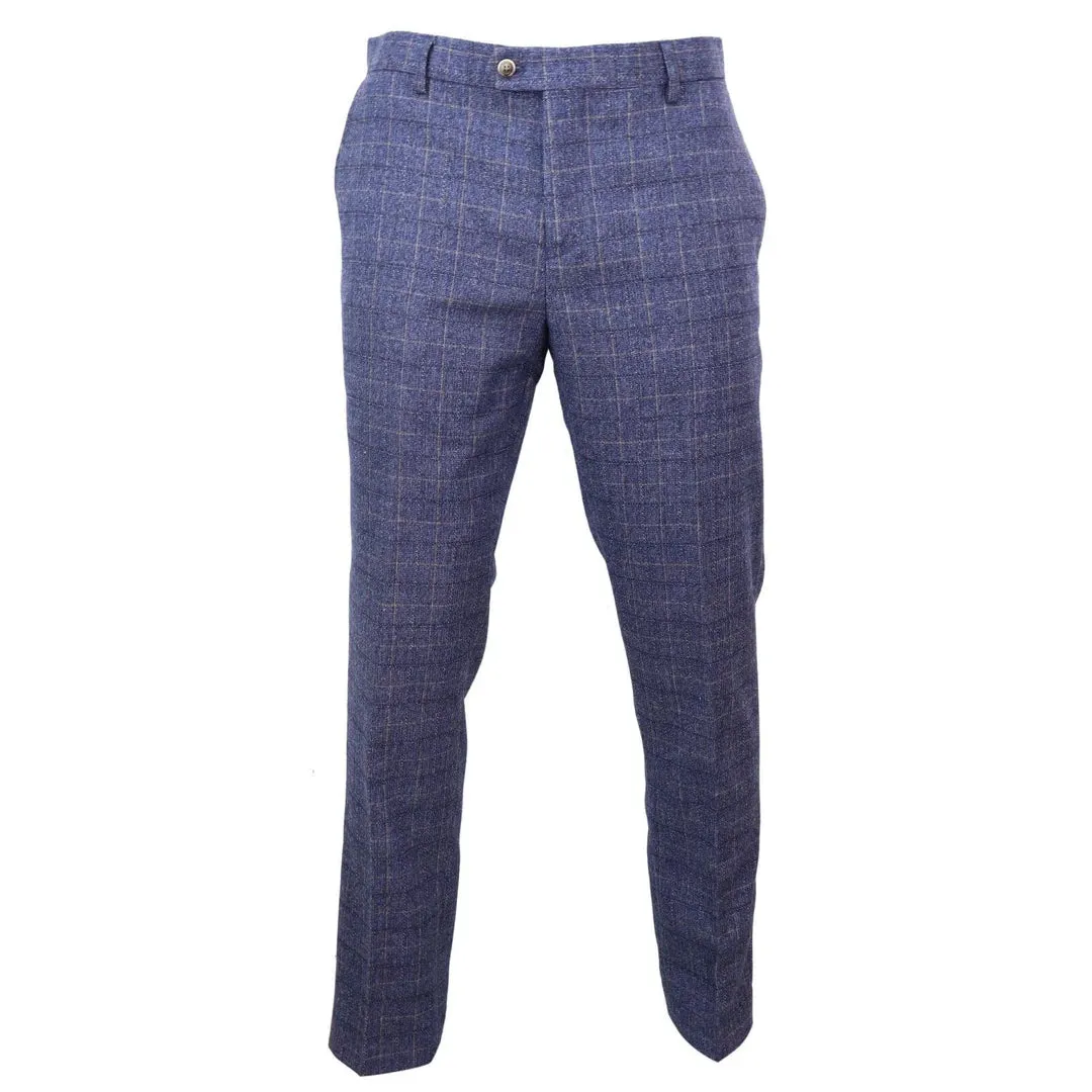 Matteo - Men's Blue Check Trousers