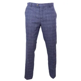 Matteo - Men's Blue Check Trousers