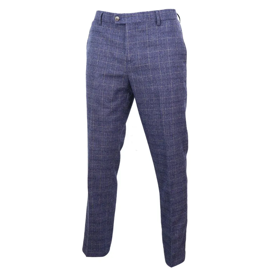 Matteo - Men's Blue Check Trousers