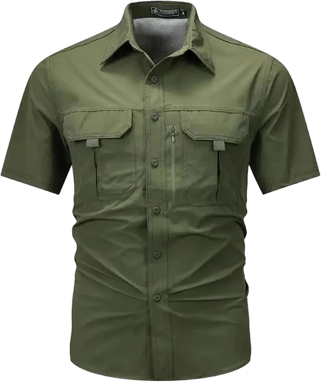 Men Short Sleeve Shirt Breathable Tactical Work Shirt Tops Outdoor Casual Quick Dry Multi-Pocket Camping Cargo Shirts