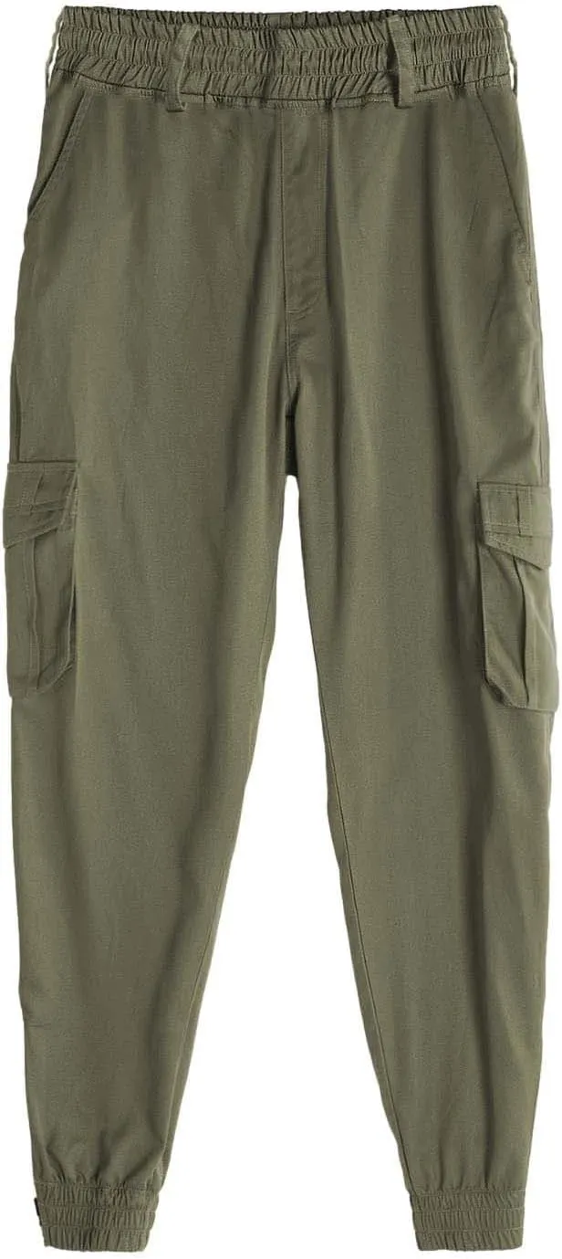 Men's Cargo Pants Made of Cotton Elastic Waist Jogging Trousers Casual Outdoor Trousers 2025