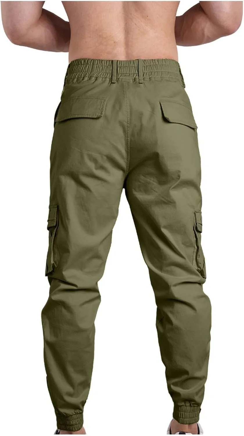 Men's Cargo Pants Made of Cotton Elastic Waist Jogging Trousers Casual Outdoor Trousers 2025