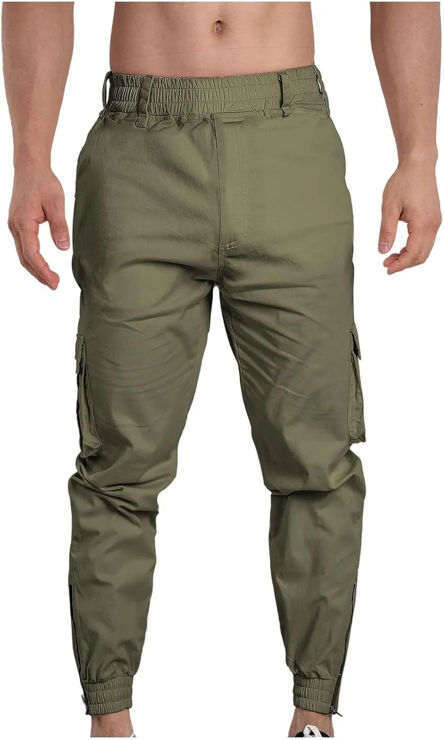 Men's Cargo Pants Made of Cotton Elastic Waist Jogging Trousers Casual Outdoor Trousers 2025