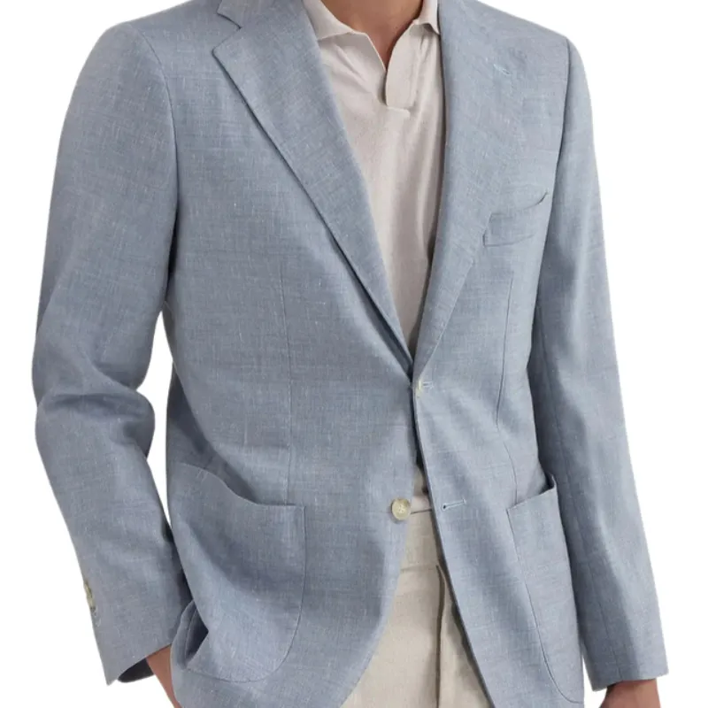 Men's Casual Lapel Two-button Cotton and Linen Blazer 84068861F