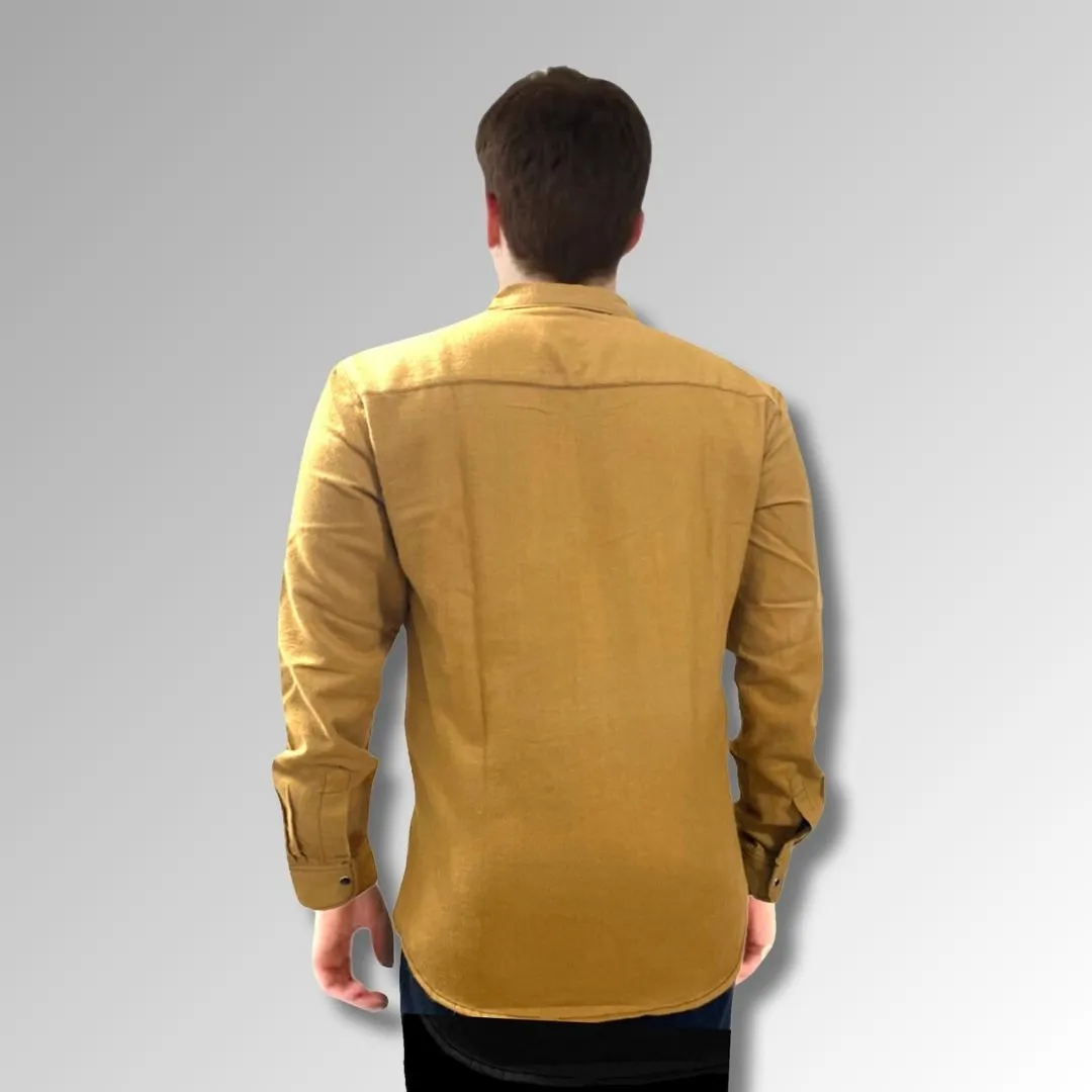 Men's Tan Colour Western Shirt in Twill Cotton with Western Yoke