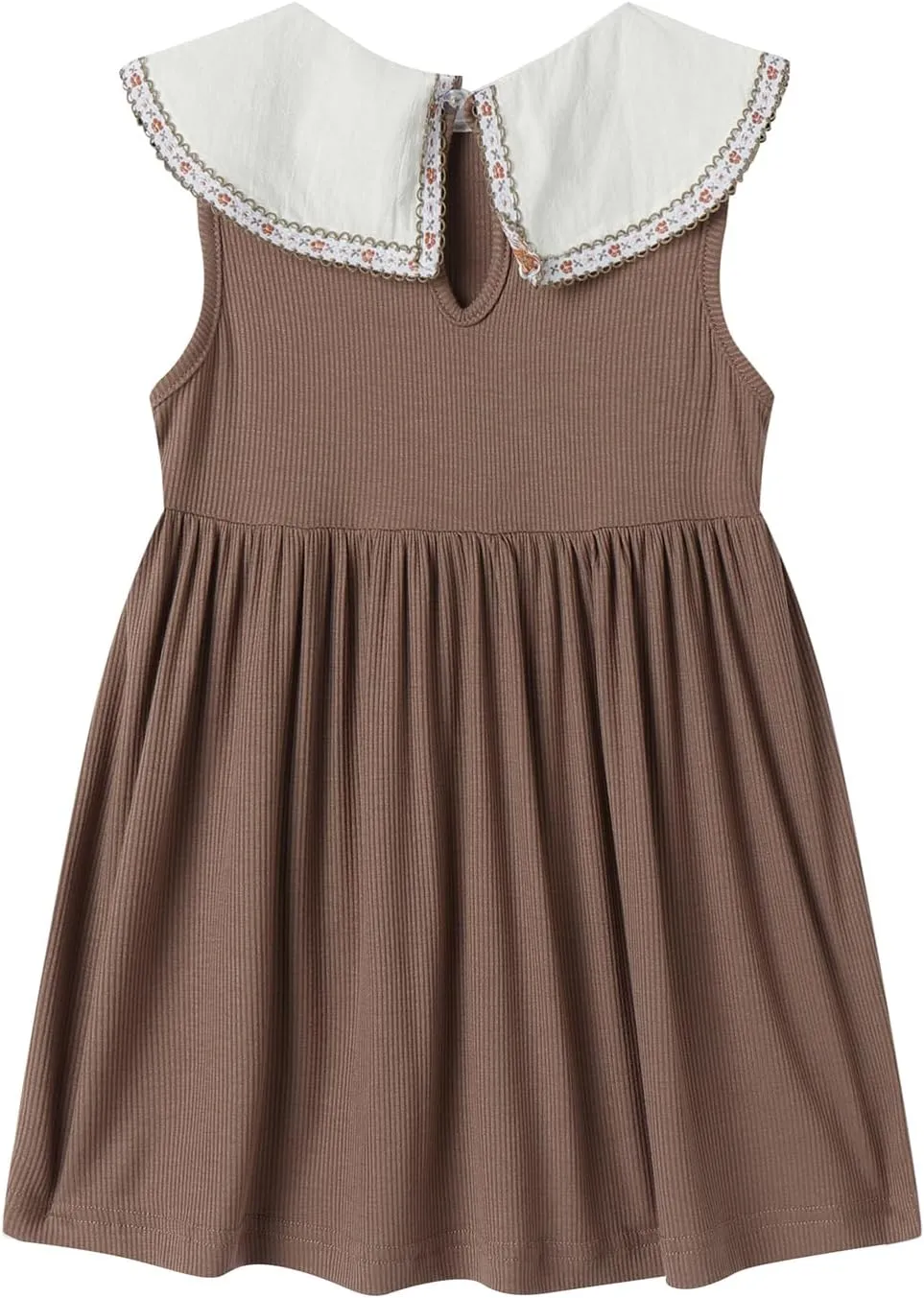Mud Kingdom Ruffle Girls Peter Pan Collar Dress Summer Casual Sleeveless Sundress Casual Short Dress