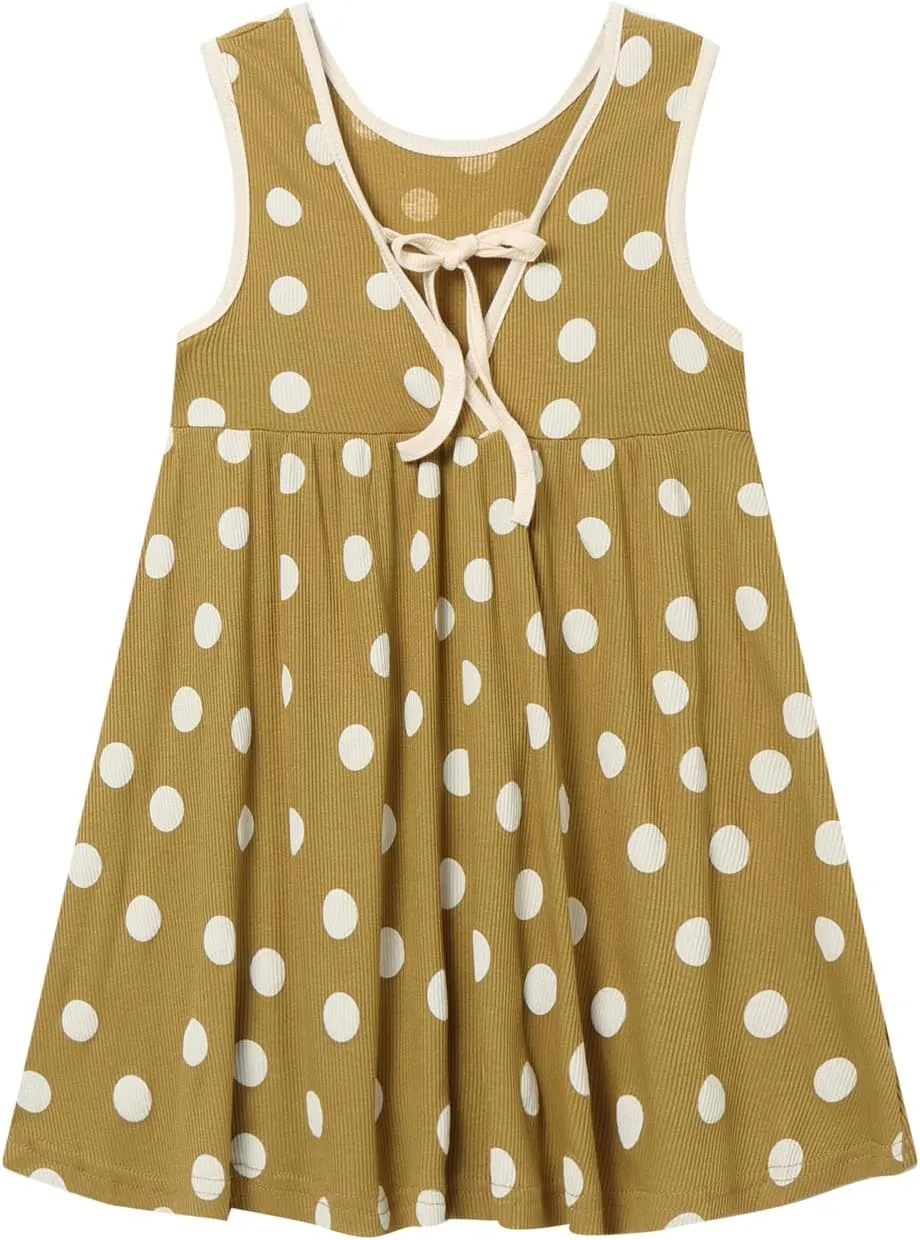 Mud Kingdom Ruffle Girls Peter Pan Collar Dress Summer Casual Sleeveless Sundress Casual Short Dress
